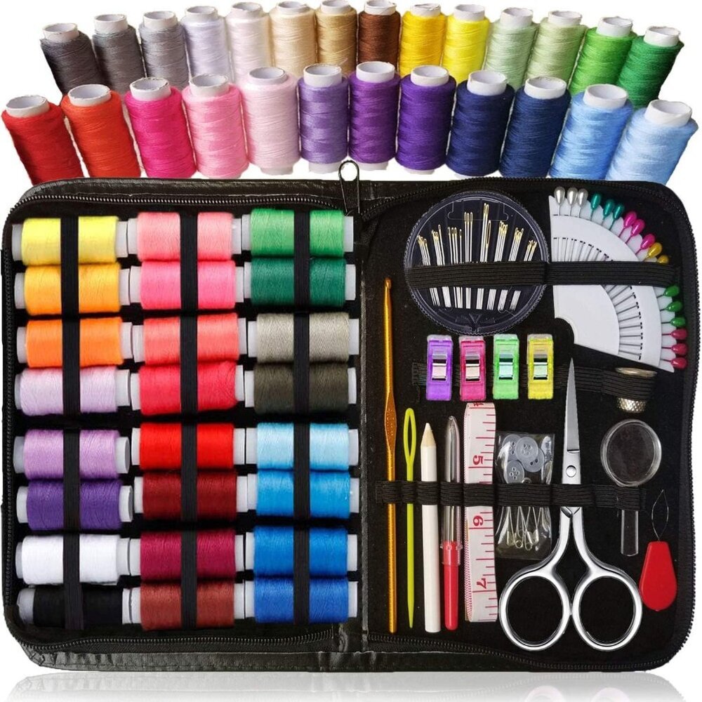 Sewing Kit for Adults and Kids 94 PCS - Small Beginner Set w/Multicolor Thread,